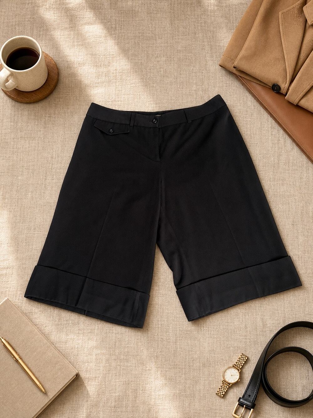 Lane Bryant Women’s Size 14 Black Bermuda Shorts Cuffed Dress Career Stretch